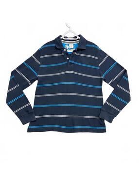 Vintage Y2K 2005 Old Navy Men's Long Sleeve Striped Polo Shirt Medium